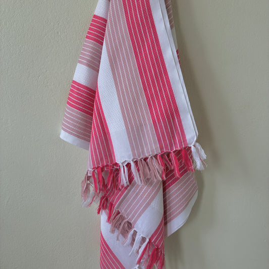 Pink and Mauve Stripes Cotton Bath Towels