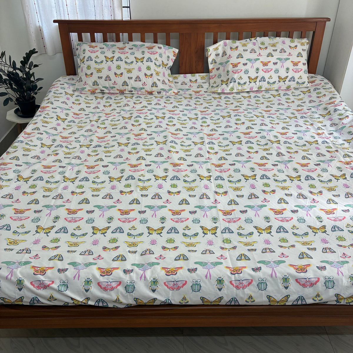 Butterfly Satin Cotton King Size Bedspread 100x110 inches