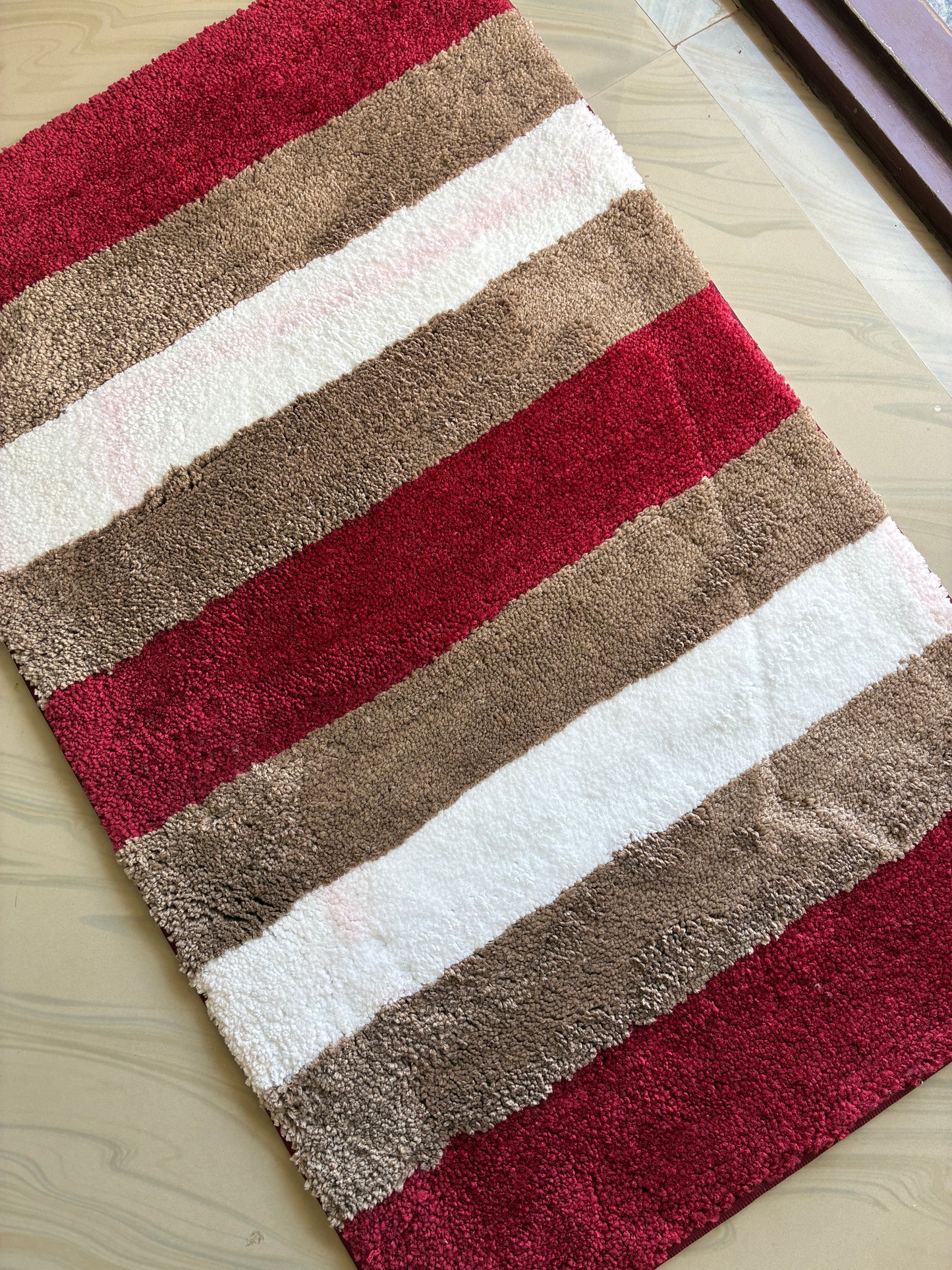 Anti Slip Red Stripes Floor mats (set of 2) (40x60cm) (50x82cm)