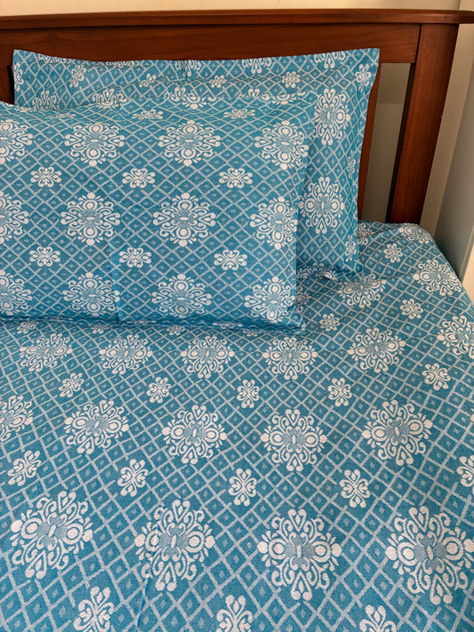 Premium Blue King Size Bedspread 108 x 108 in