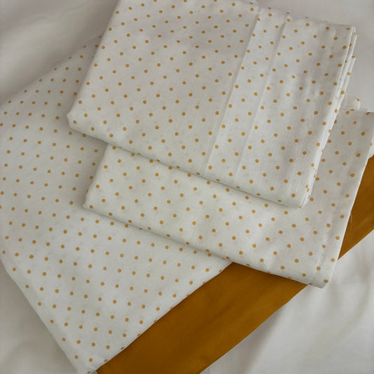Golden Dots King Size Cotton Bedspread 100x110 inches (2 pillow covers)