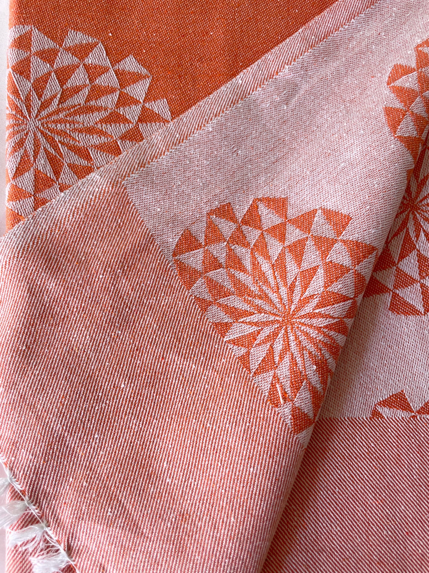 Orange Floral Blanket / Throw