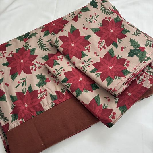 Red Floral Queen Size Bedspread 90x100 inches ( 2 PILLOW COVERS)