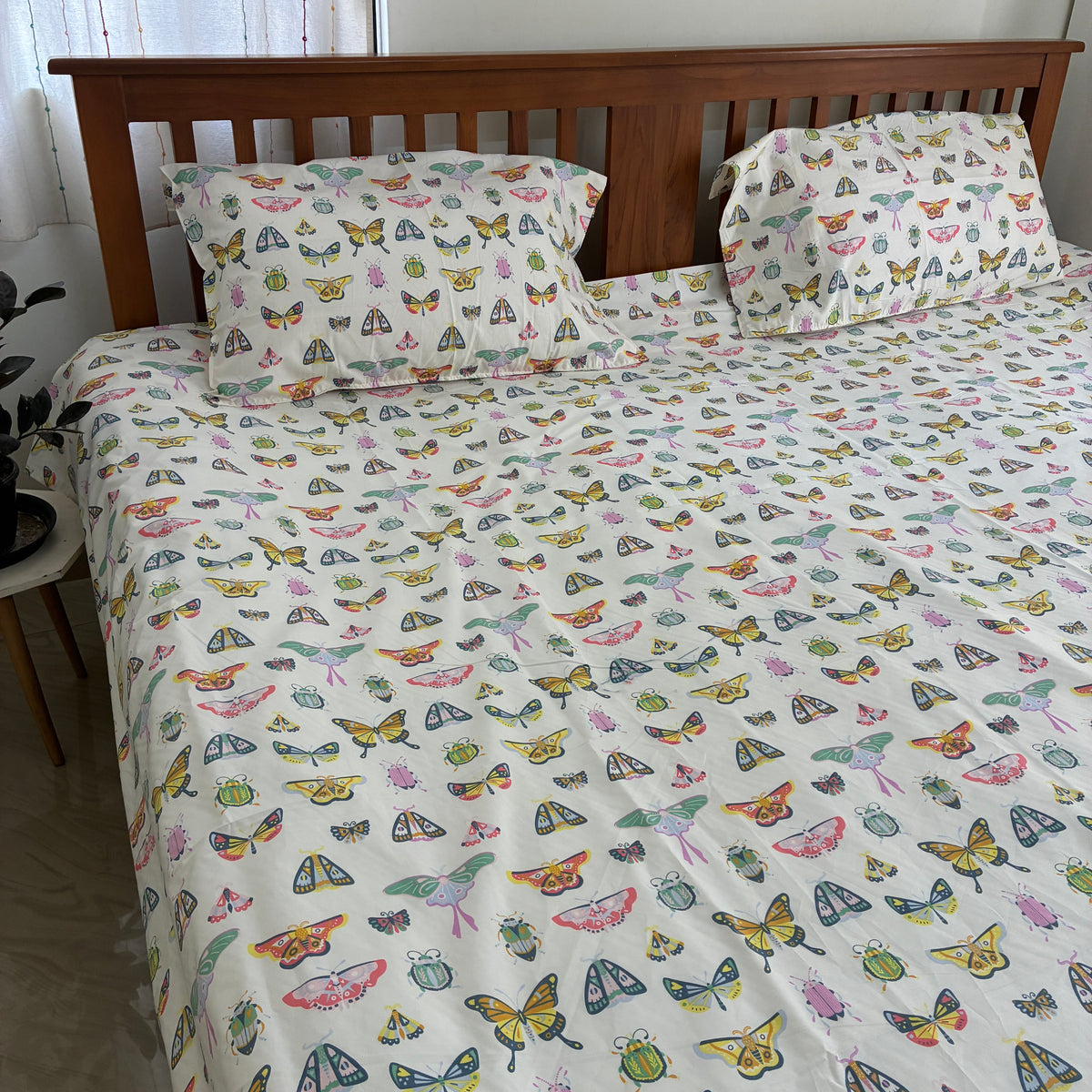 Butterfly Satin Cotton King Size Bedspread 100x110 inches