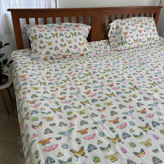 Butterfly Satin Cotton King Size Bedspread 100x110 inches