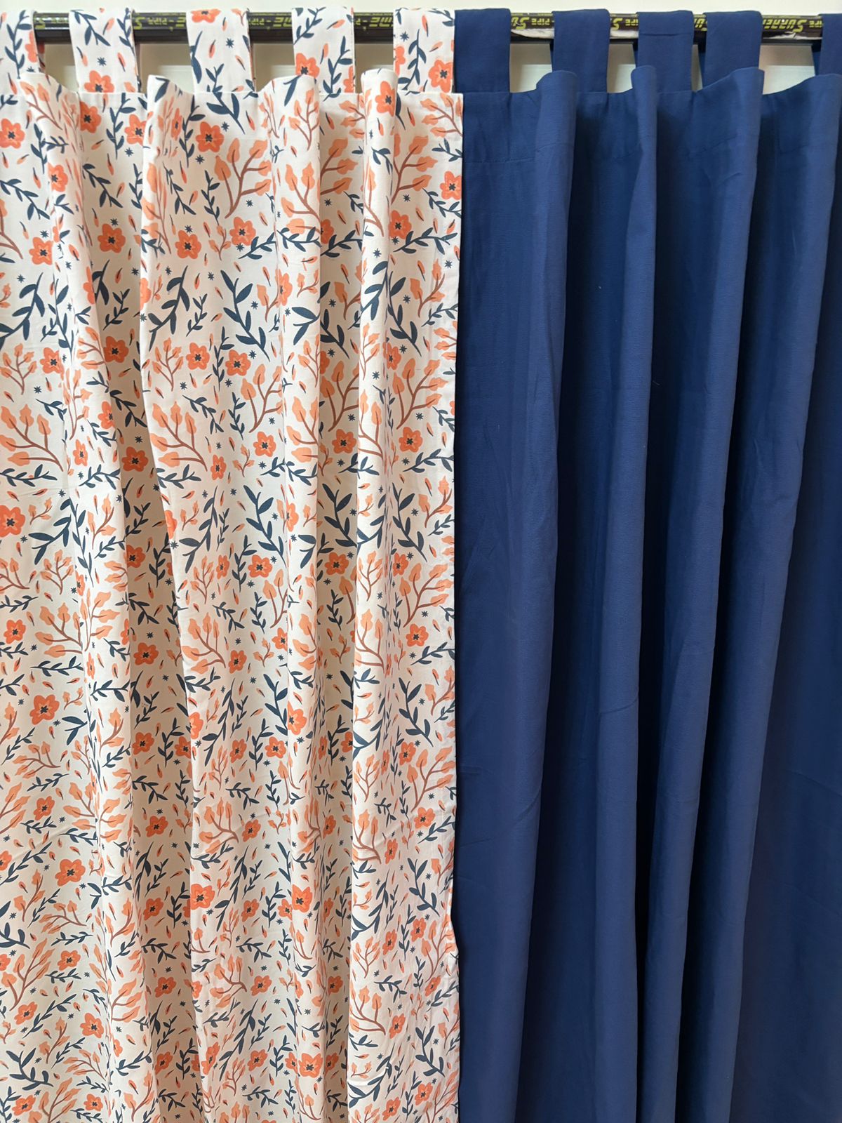Blue solid curtain