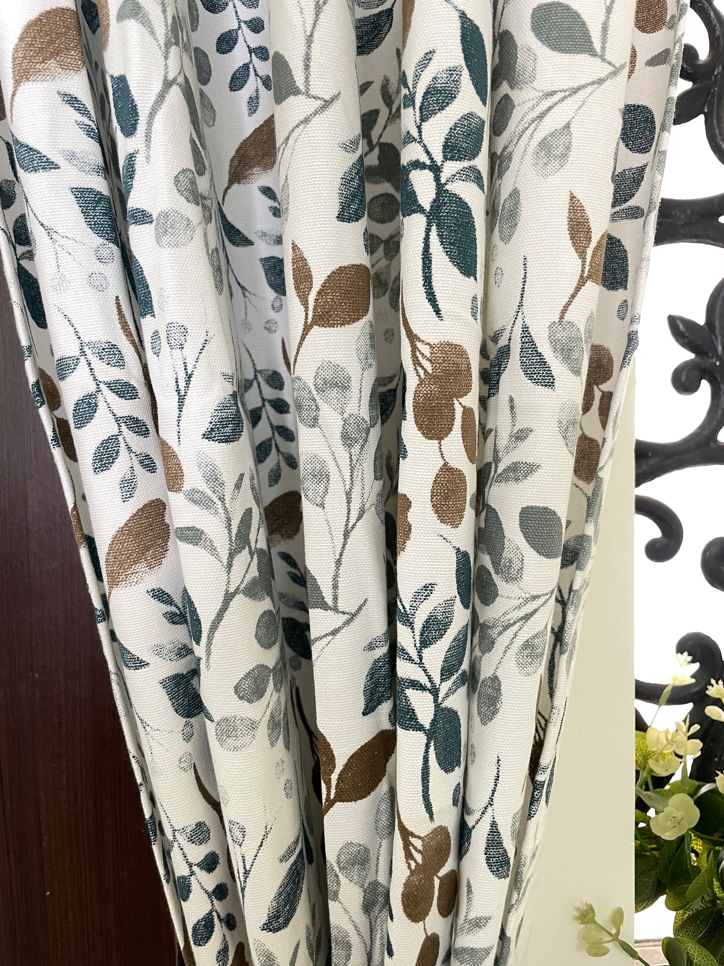 Leaf Print Cotton Curtains