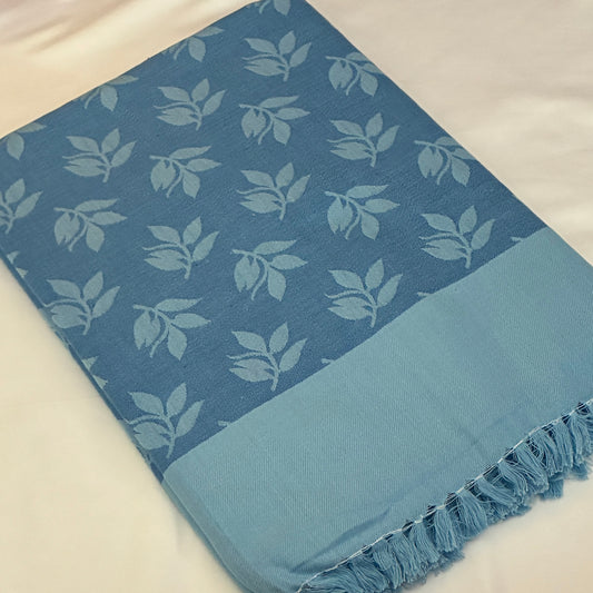 Blue Leaf Single Size Blanket / Throw