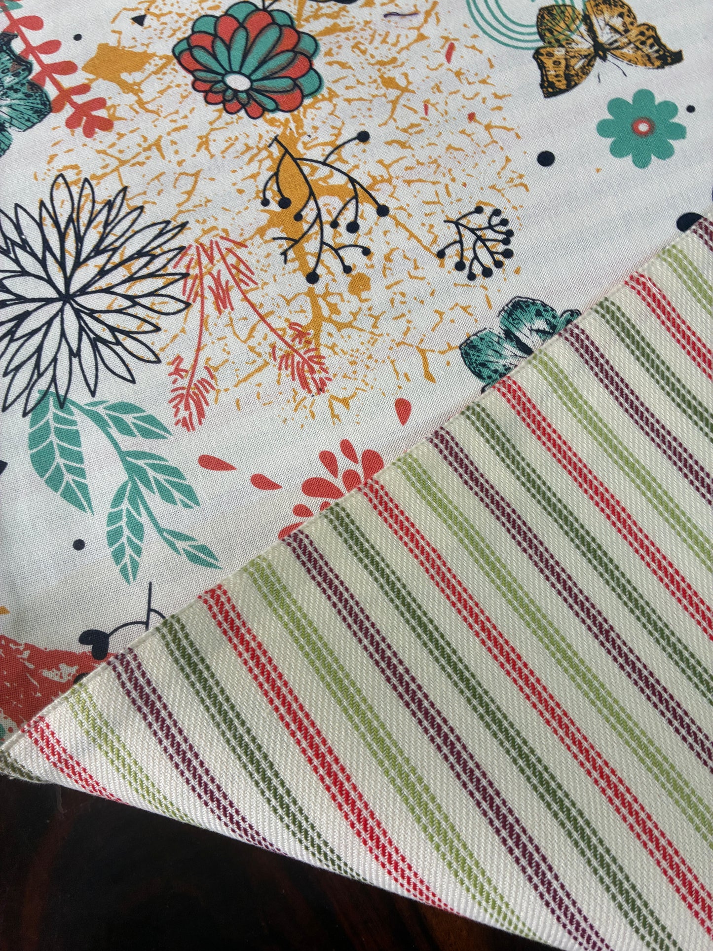 Reversible Floral & Butterfly Table Runner 5.5 ft  long