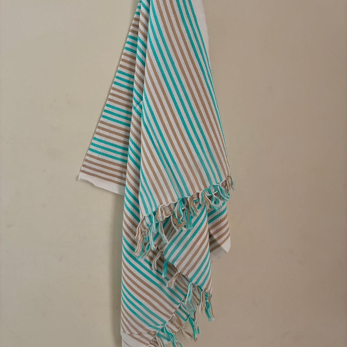 Blue with Brown Cotton Bath Towels