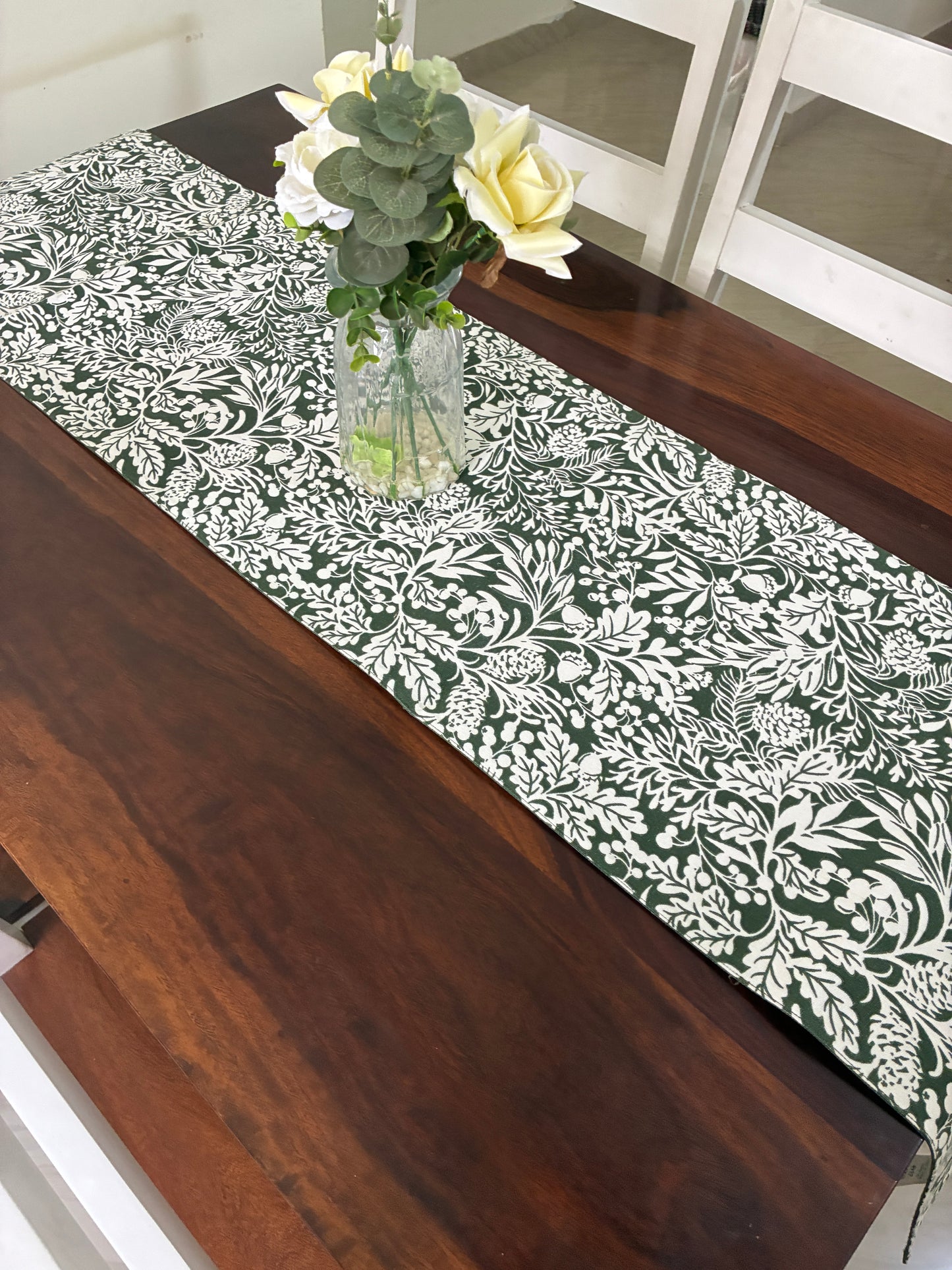 Green Table Runner 7 ft long