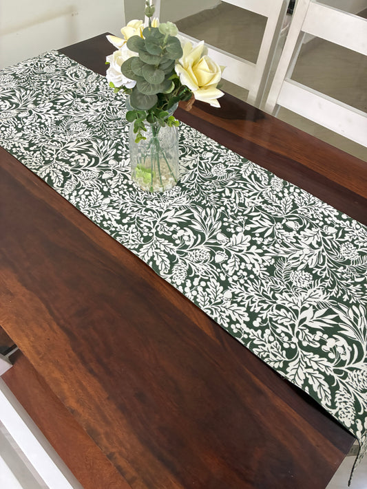Green Table Runner 7 ft long