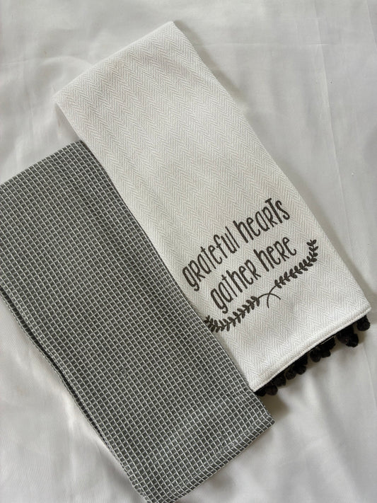 Grey Printed Hand/Lunch Towels (Set of 2)