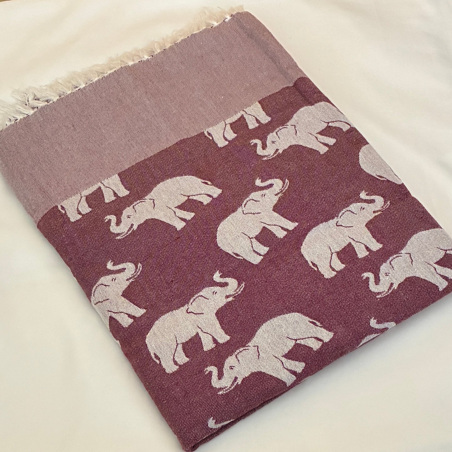 Maroon Elephant Single Size Blanket / Throw