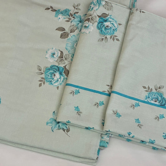 Blue Floral 300tc premium Queen bedspread 90x100 in(2 pillow covers)