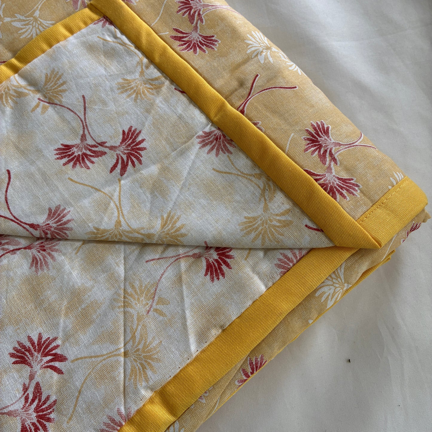 Yellow Floral Single Size Cotton Dohar