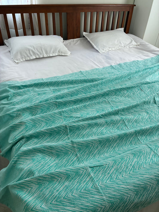 Greenish Blue Dual Tone Cotton  Blanket/ Throw