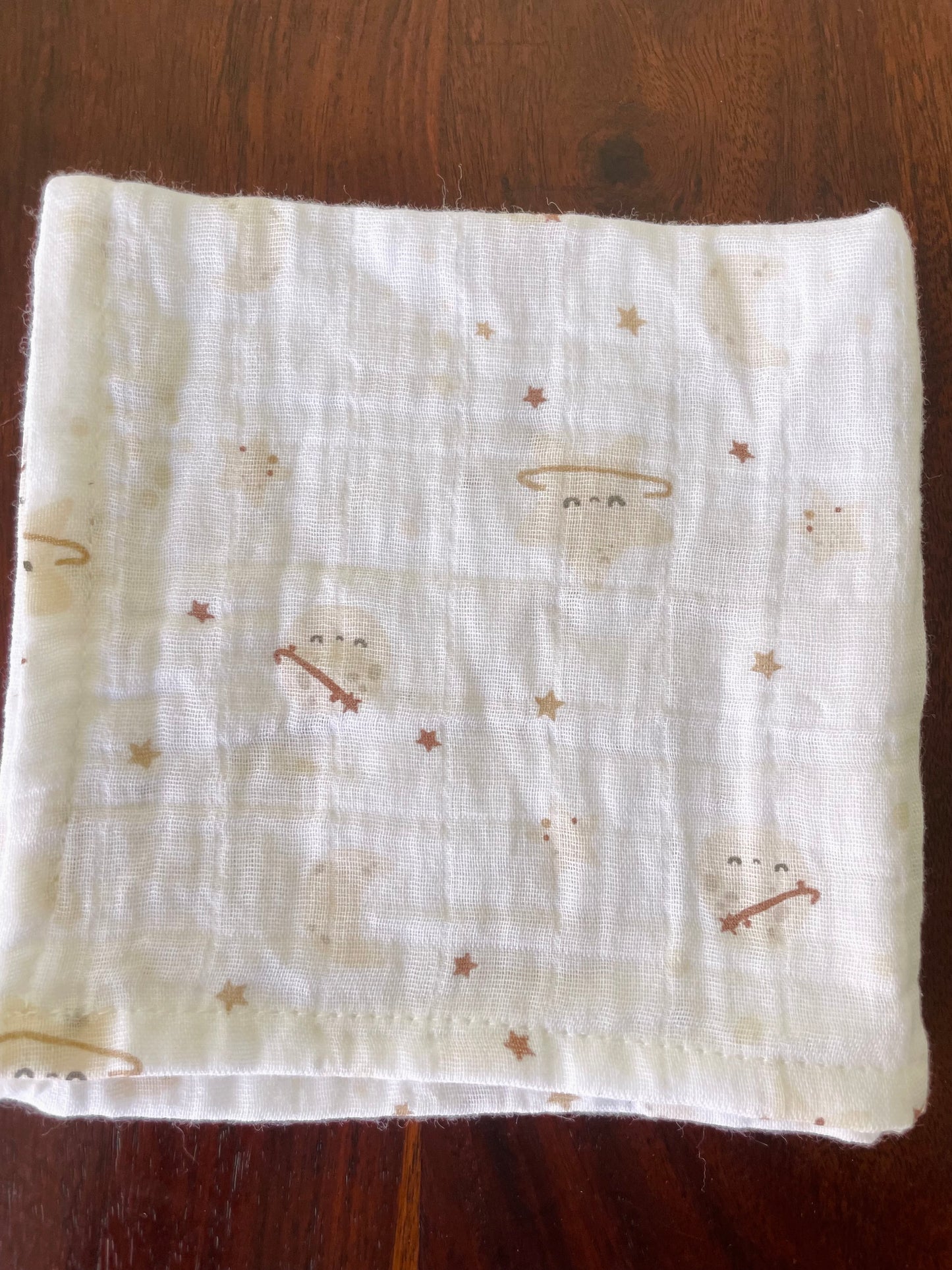 Muslin Baby Napkins/ Kids Handkerchief SET OF 5 , Size 1 ft x 1 ft