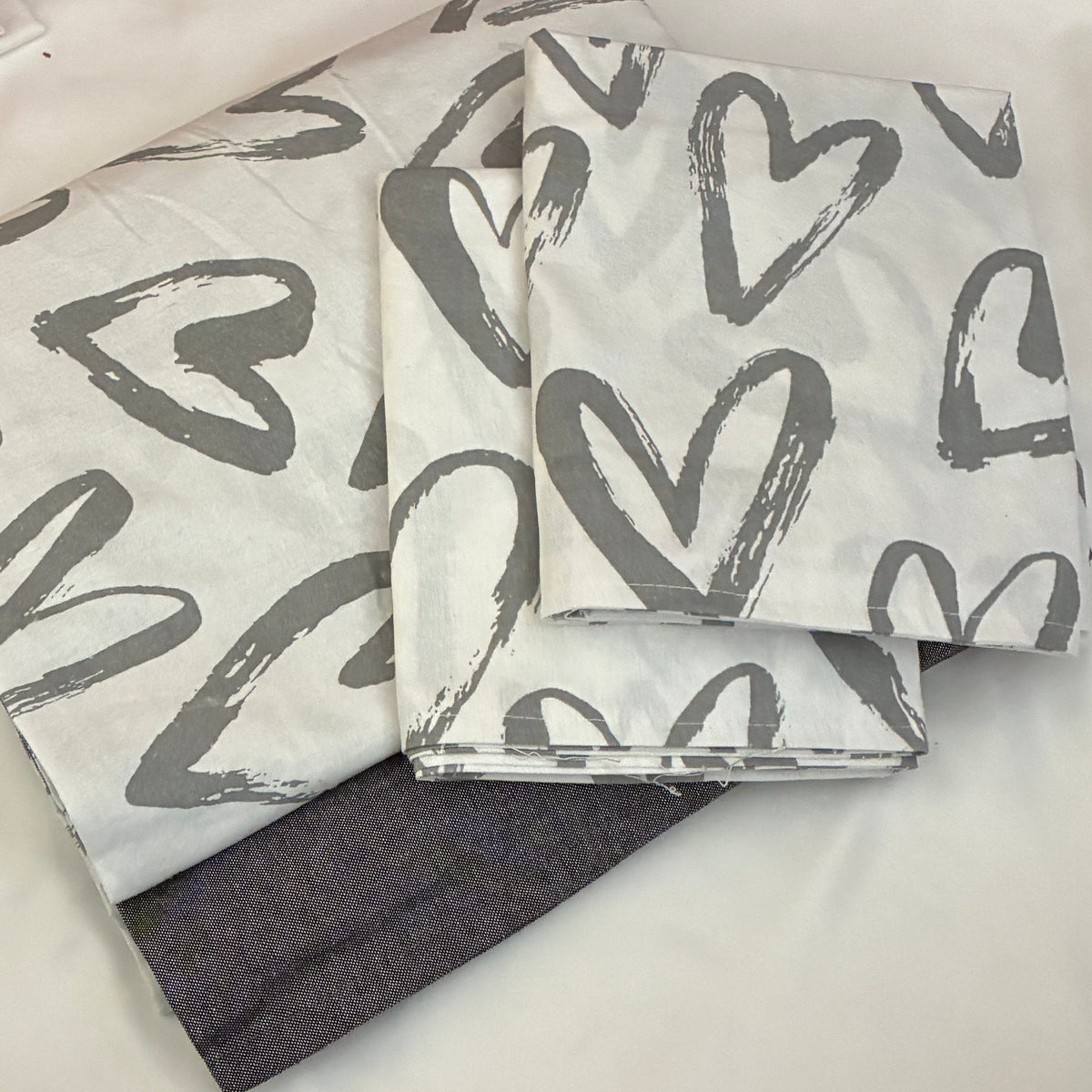 Grey Heart King Size Cotton Bedspread 100x110 inches