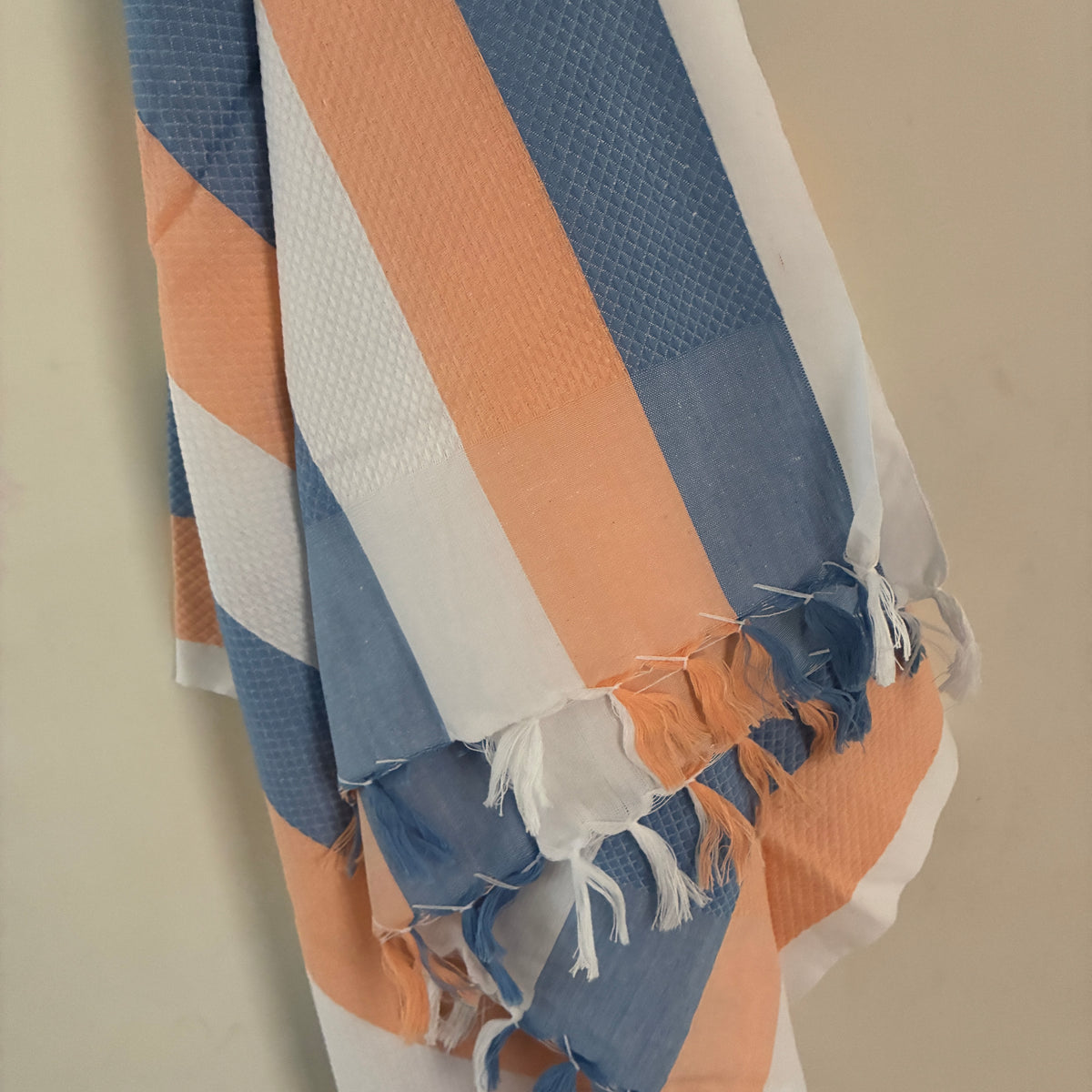 Blue with orange Cotton Bath Towels