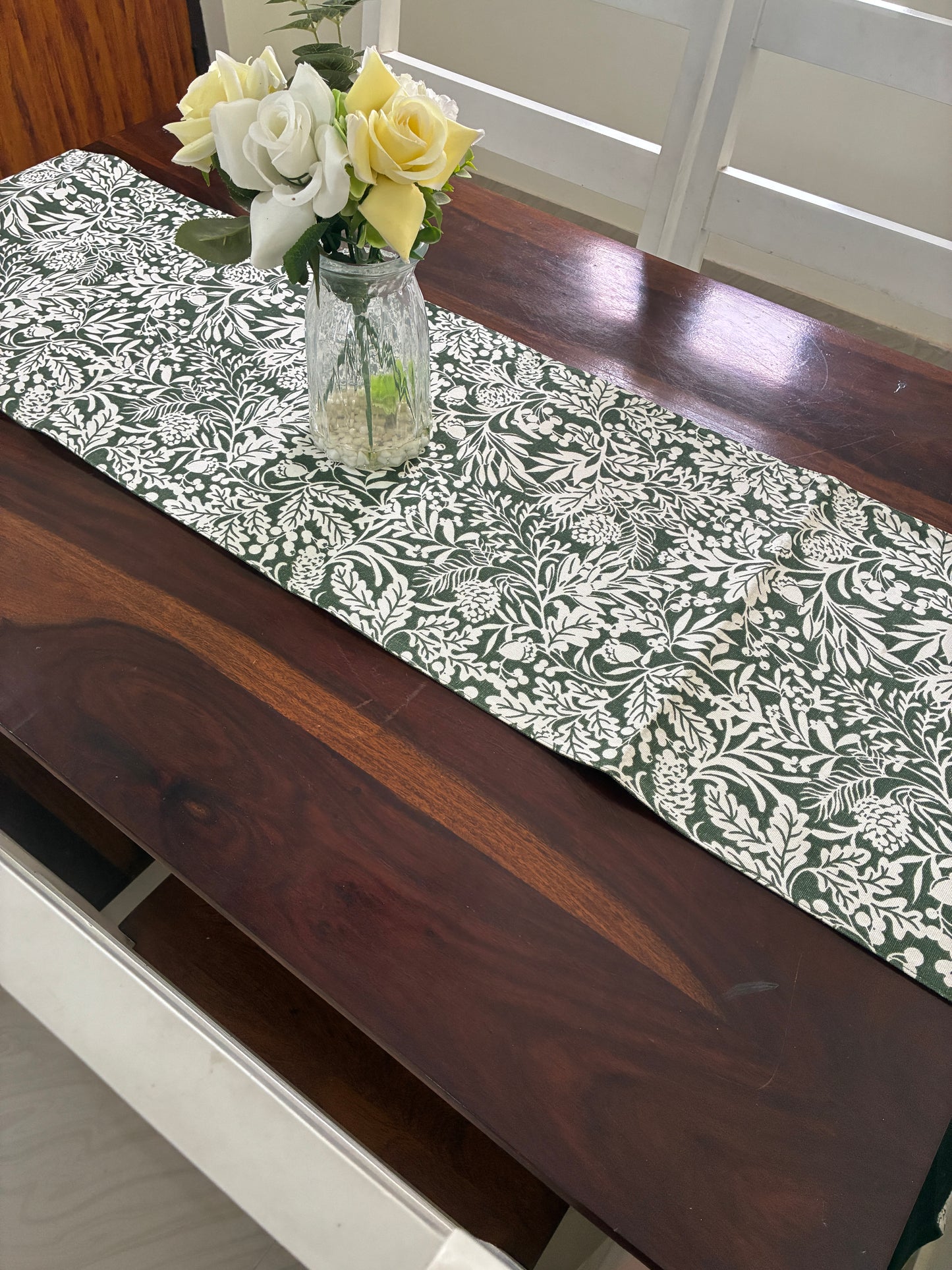 Green Table Runner 7 ft long