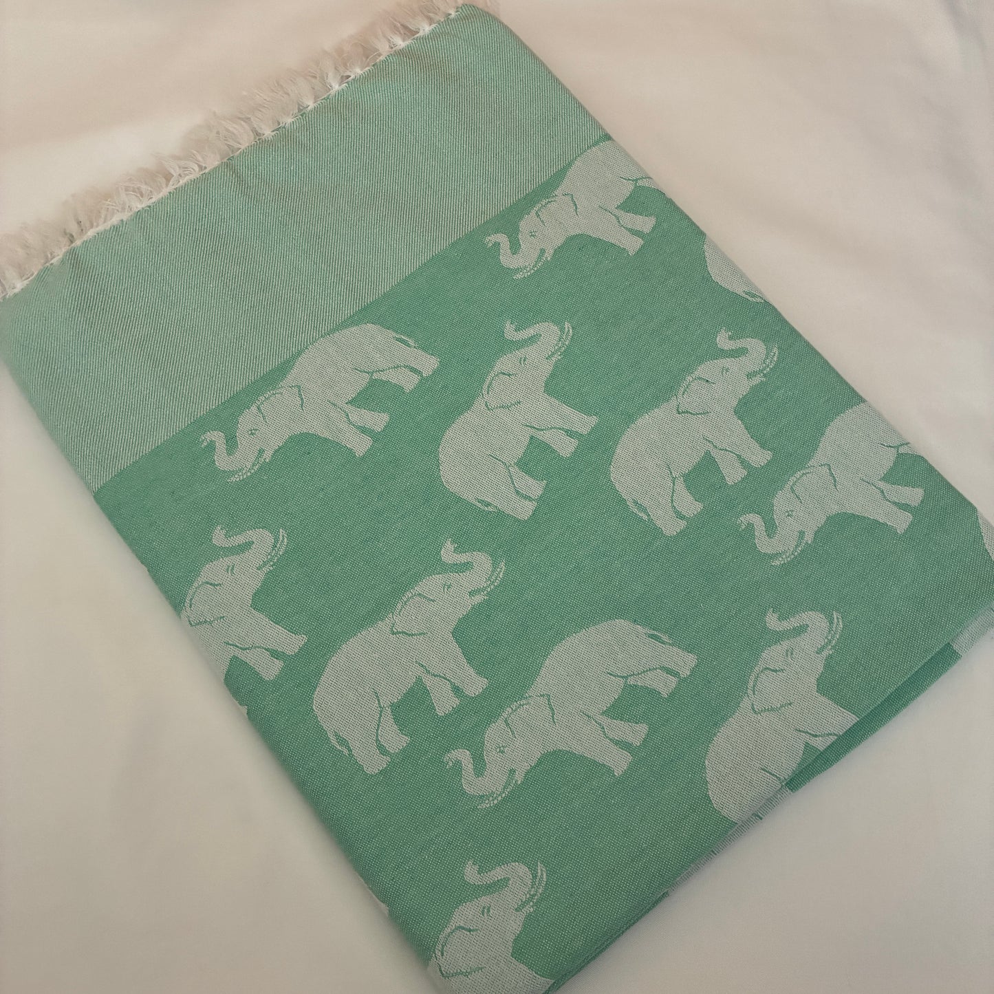 Turquoise Blue Elephant Single Size Blanket / Throw