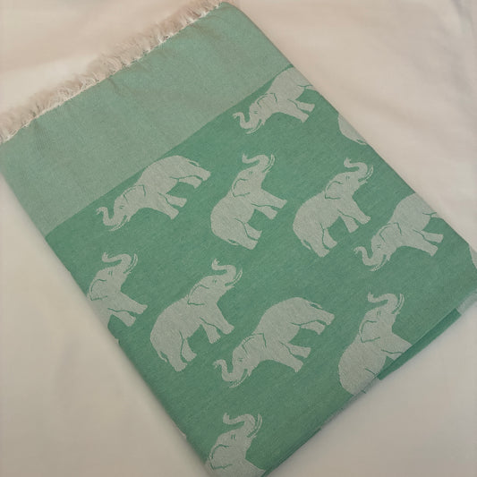 Turquoise Blue Elephant Single Size Blanket / Throw