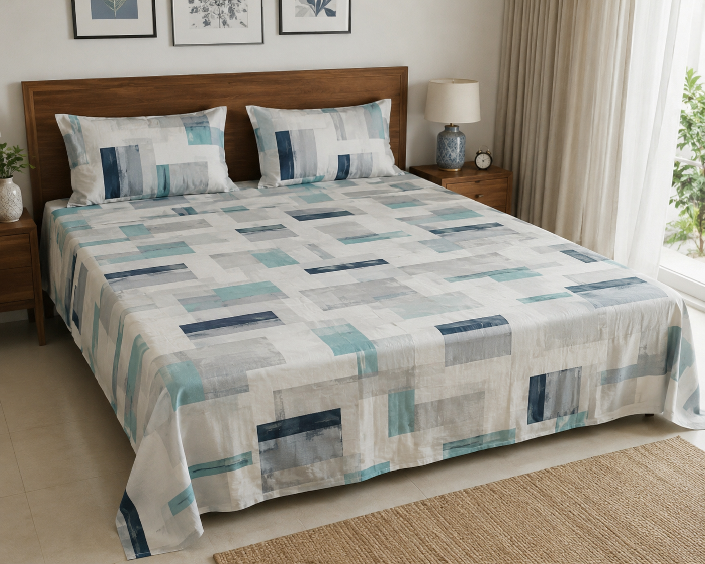 Super King Size Bedspread 120x 120 inches (2 PILLOW COVERS)