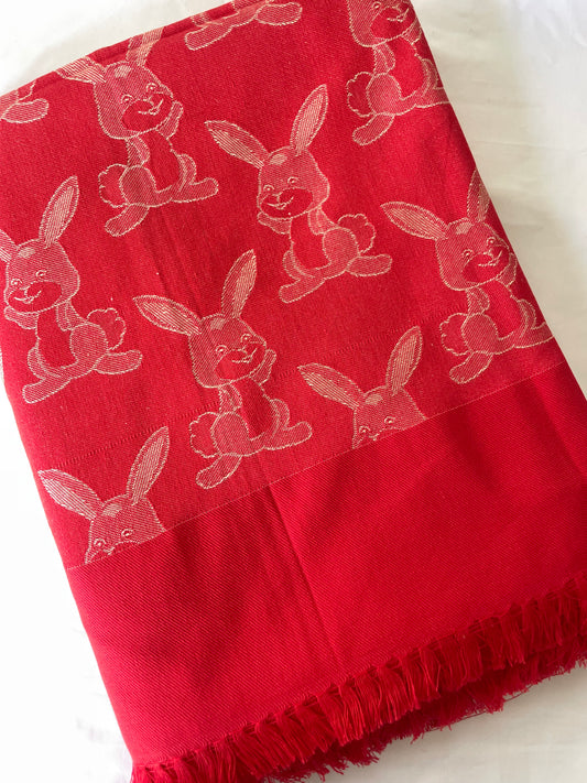 Rabbit Red Blanket/ Throw