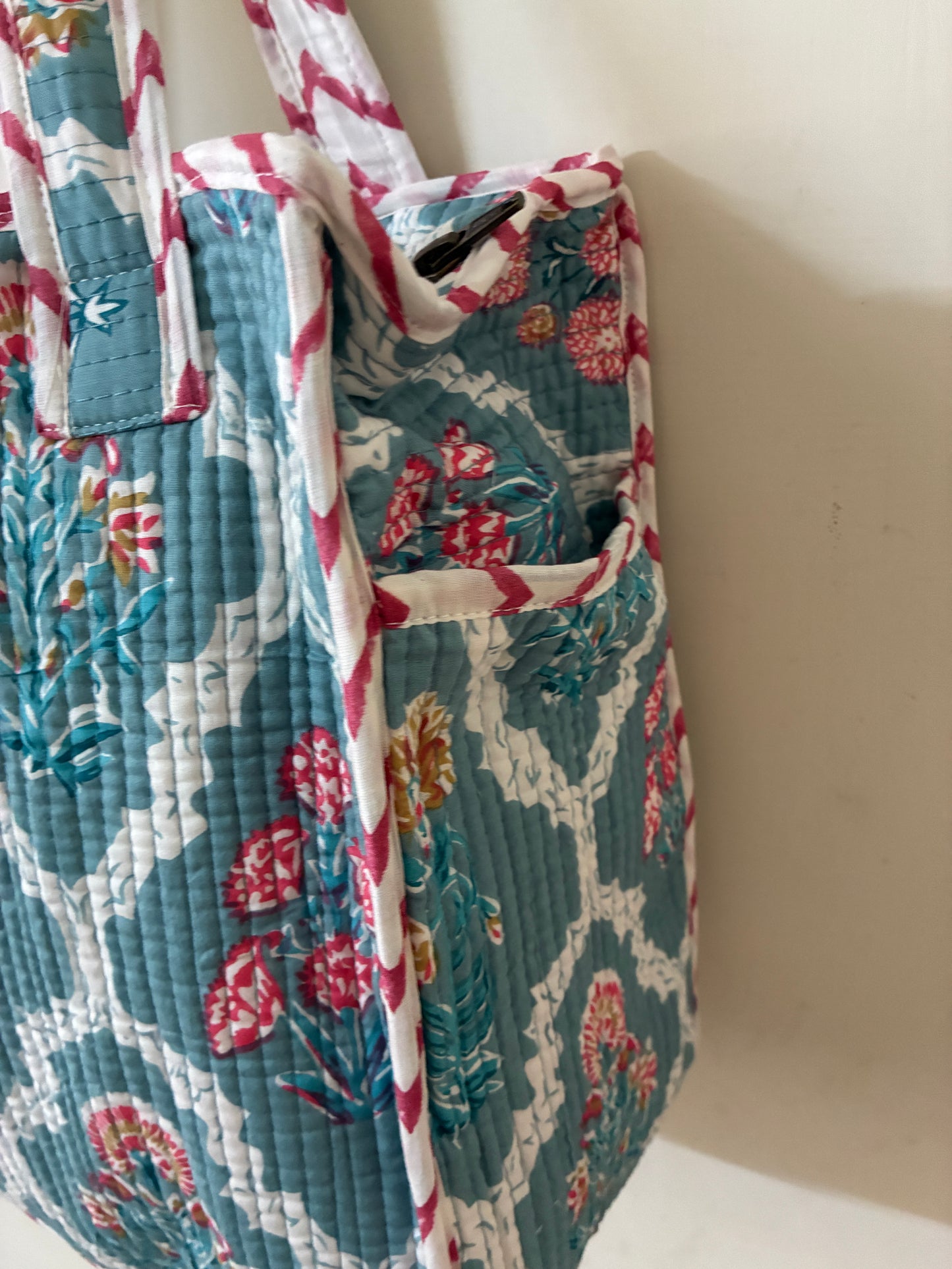 Quilted Waterproof Mini Tote / Lunch Bag with Zip Closure