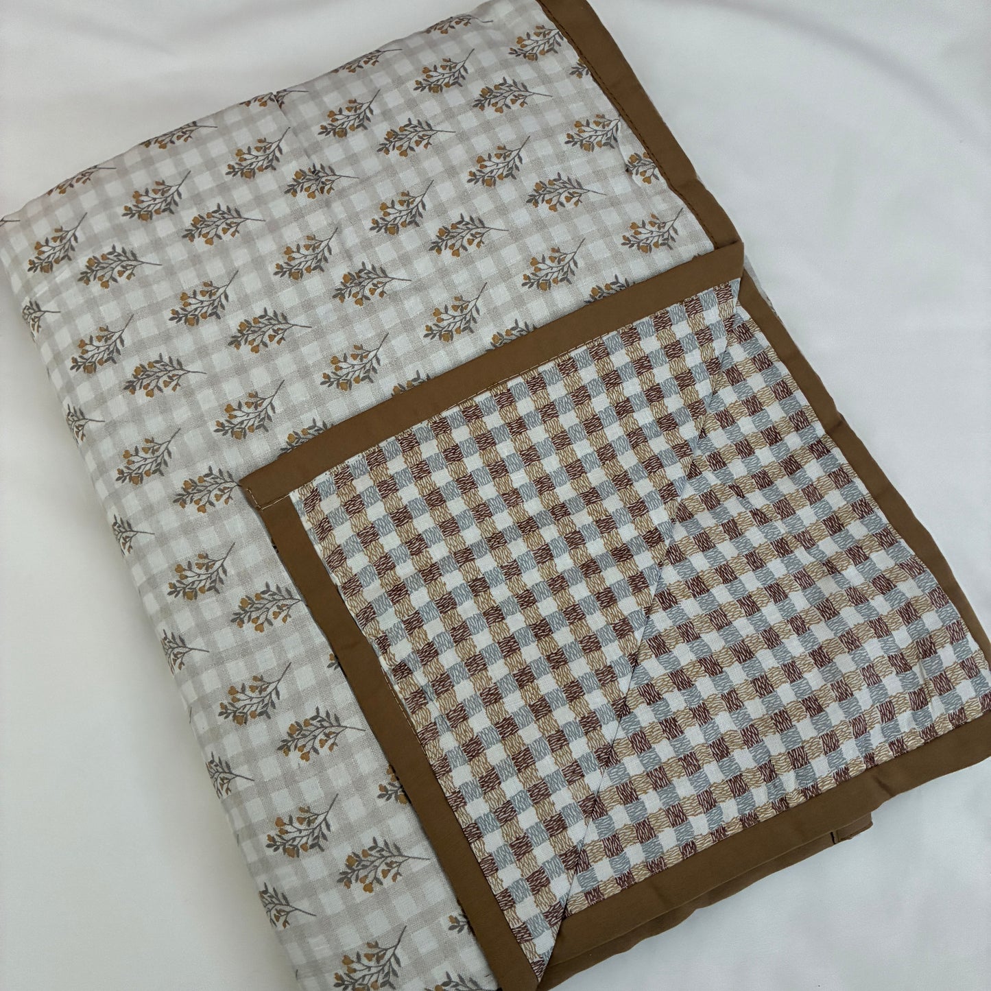 Brown Floral Single Size Cotton Dohar