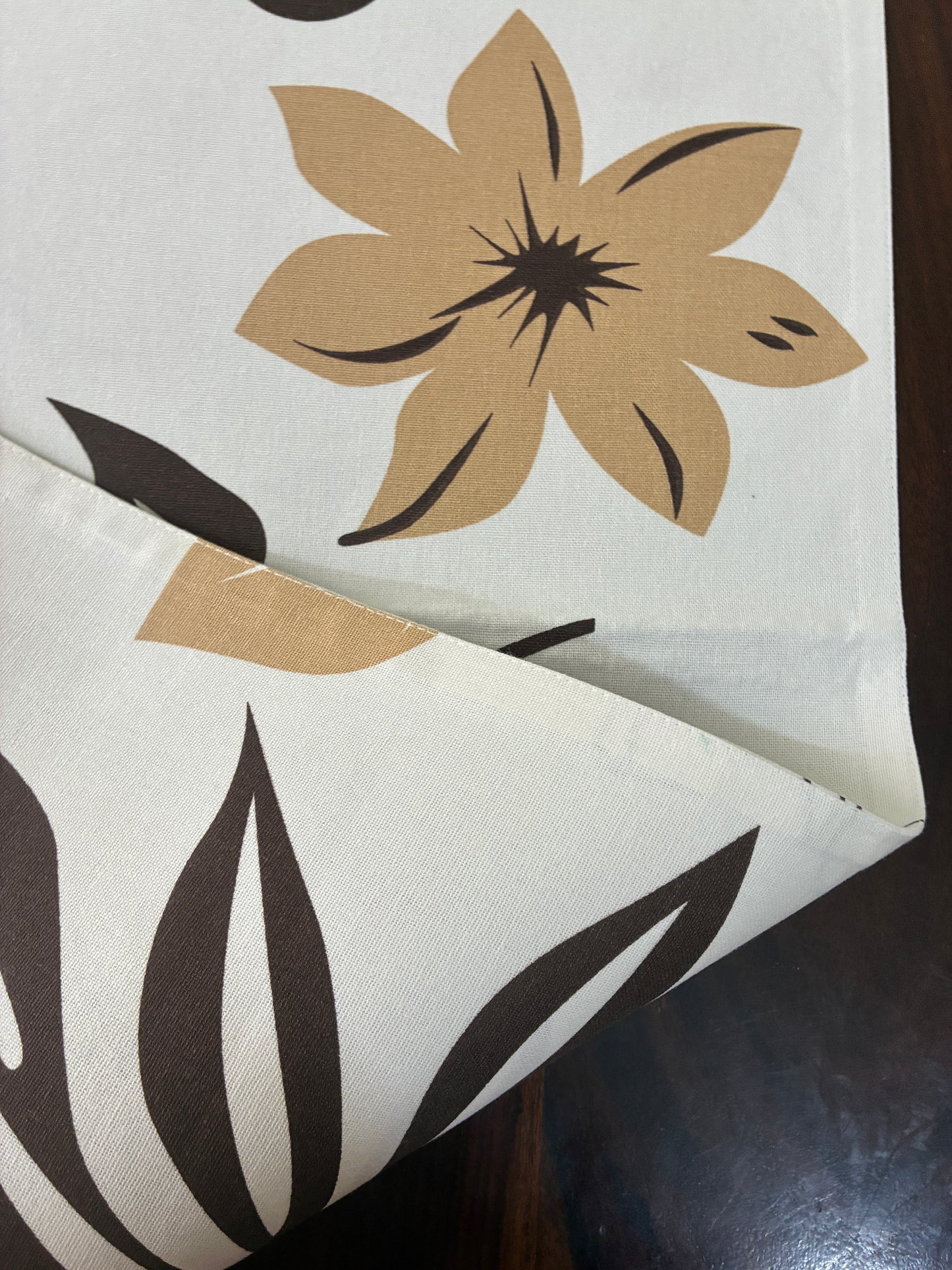 Brown Floral Table Runner 5.5 ft  long