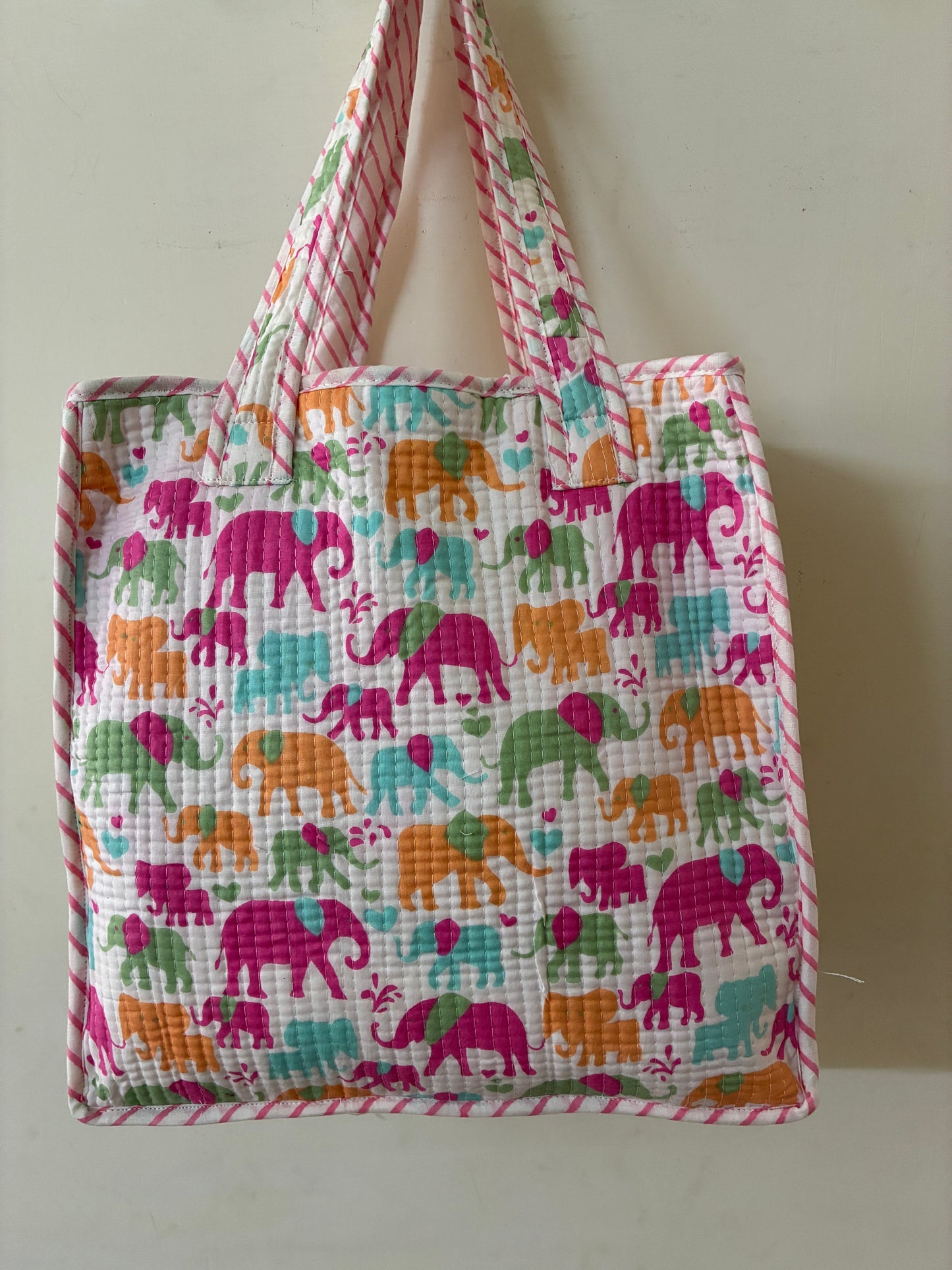 Quilted Waterproof Mini Tote / Lunch Bag with Zip Closure