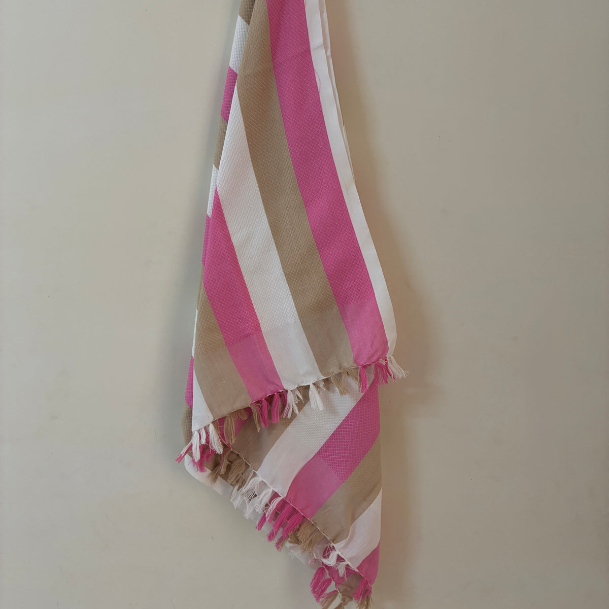 Pink with Brown Cotton Bath Towels