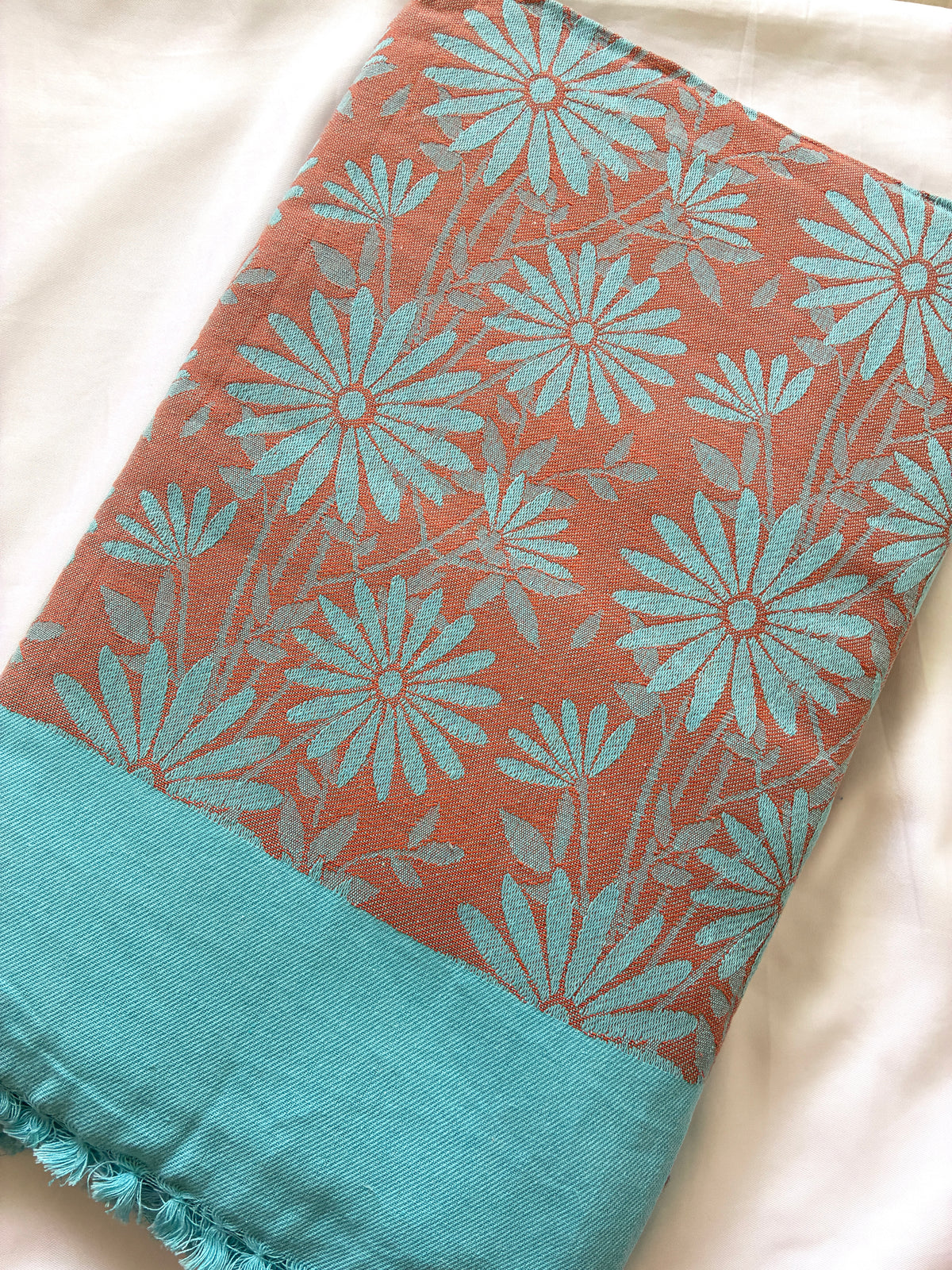 Rust & Blue Double Size Cotton Blanket