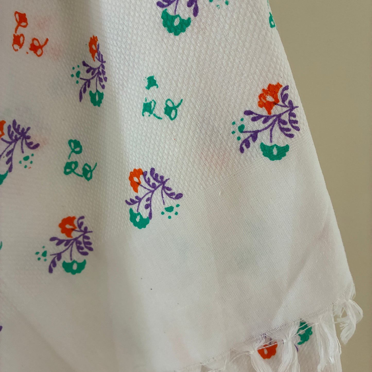 White Floral Cotton Bath Towel (Price for 1 Piece)