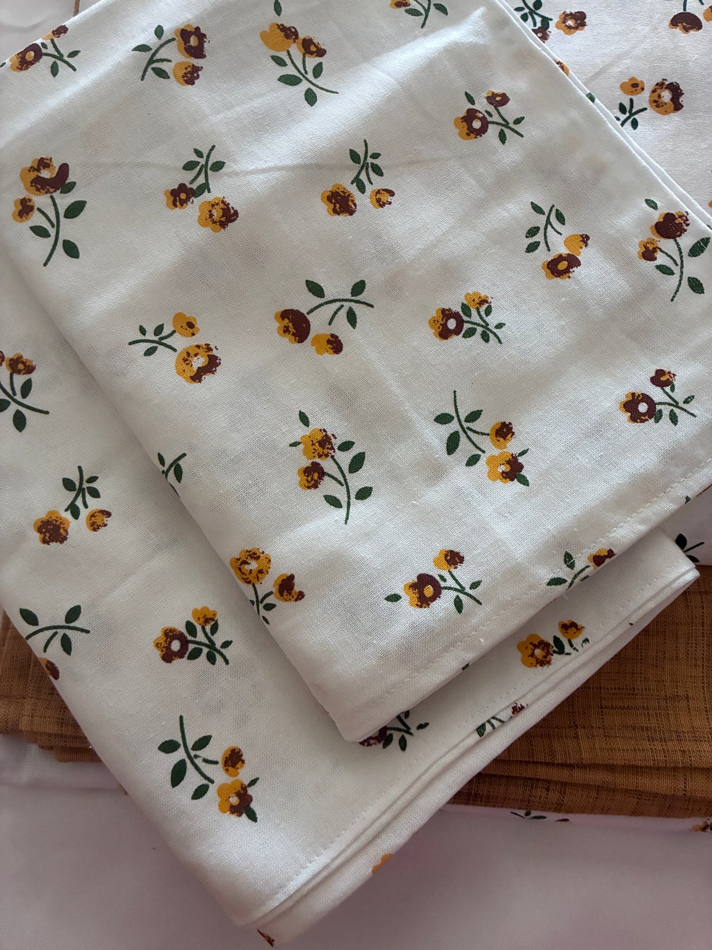 Yellow Floral King Size Cotton Bedspread 100x110 in