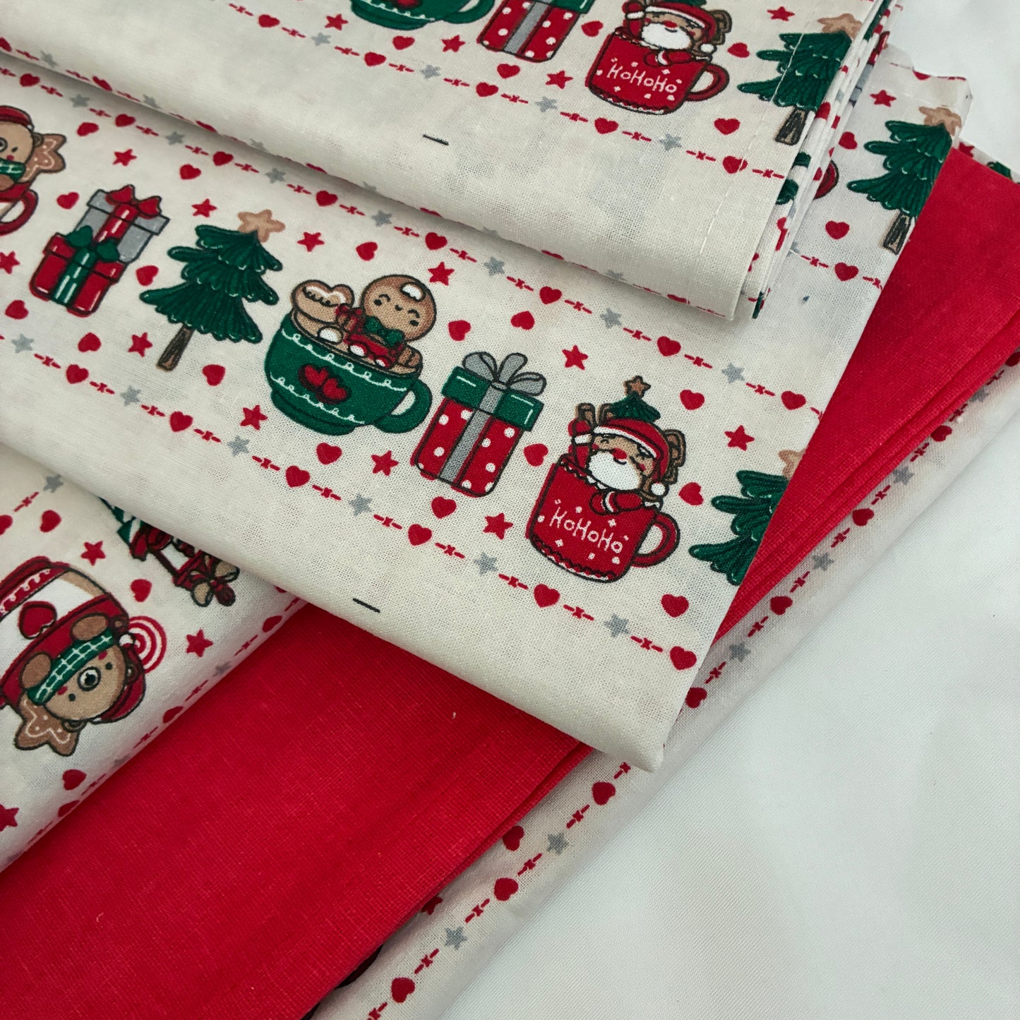 Christmas King Size Cotton Bedspread 100x110 in (2 pillow covers)