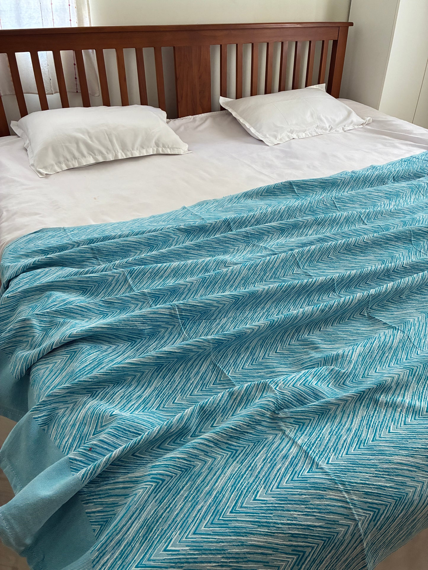 Sky Blue  Dual Tone Cotton  Blanket/ Throw