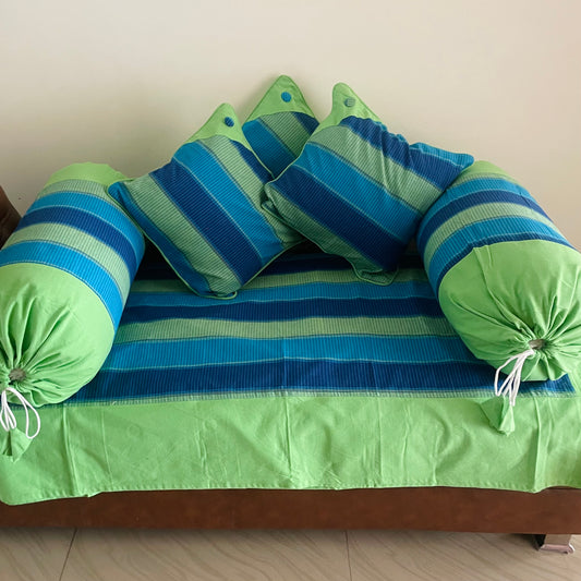 Blue & Green Stripes Diwan Set