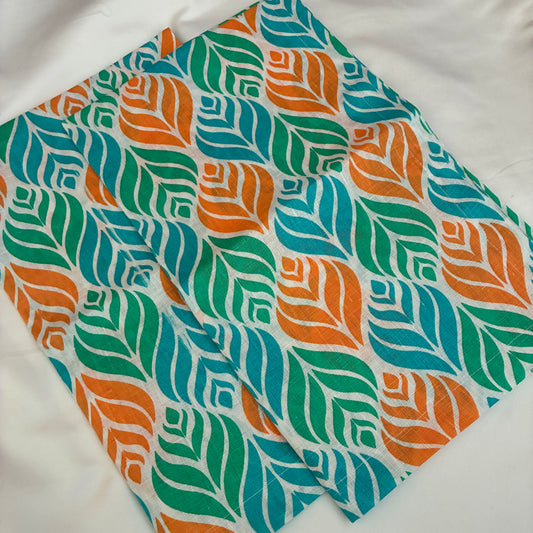 Green with Orange Cotton Pillow Covers