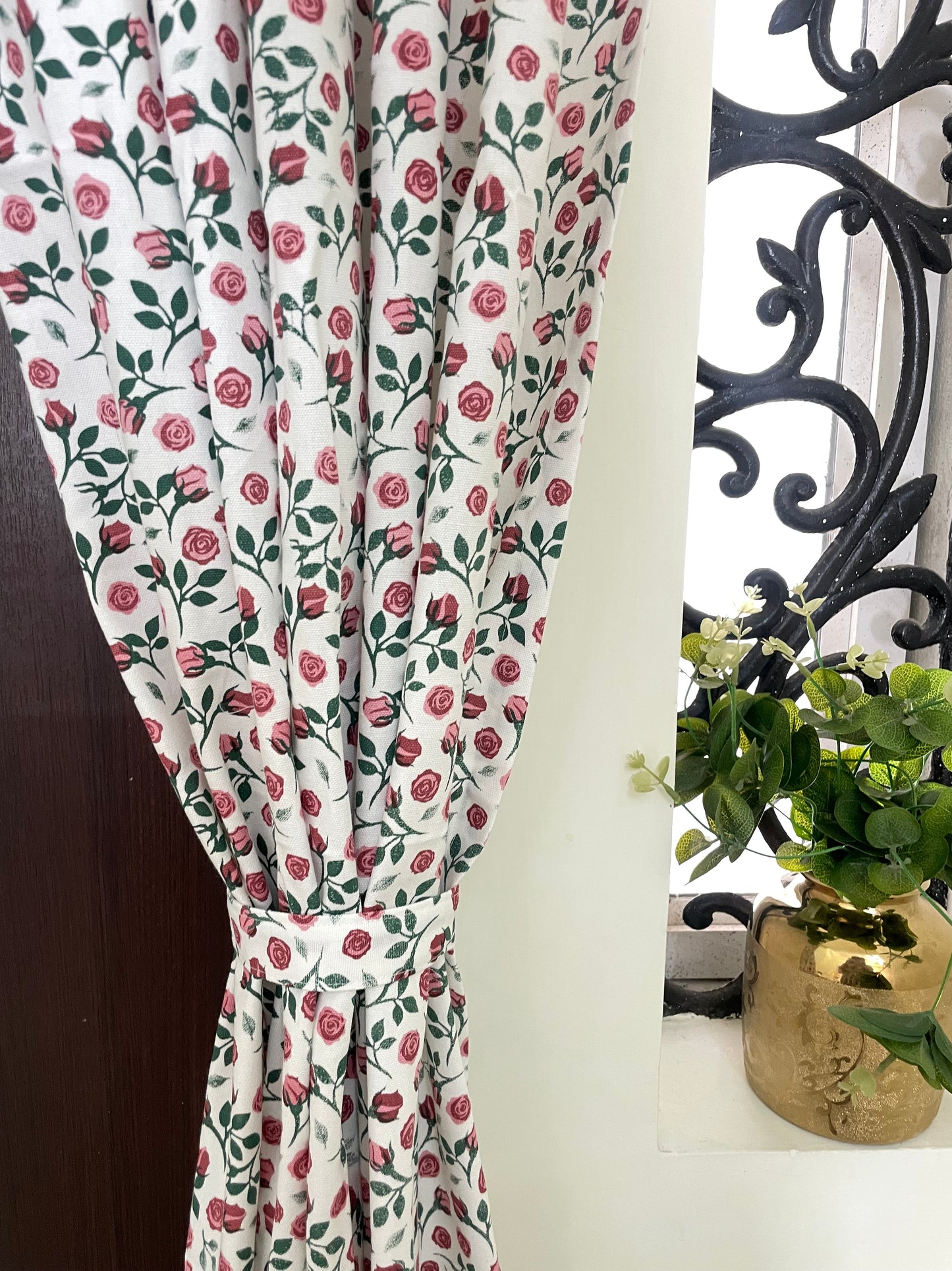 Rose Print Cotton Curtains