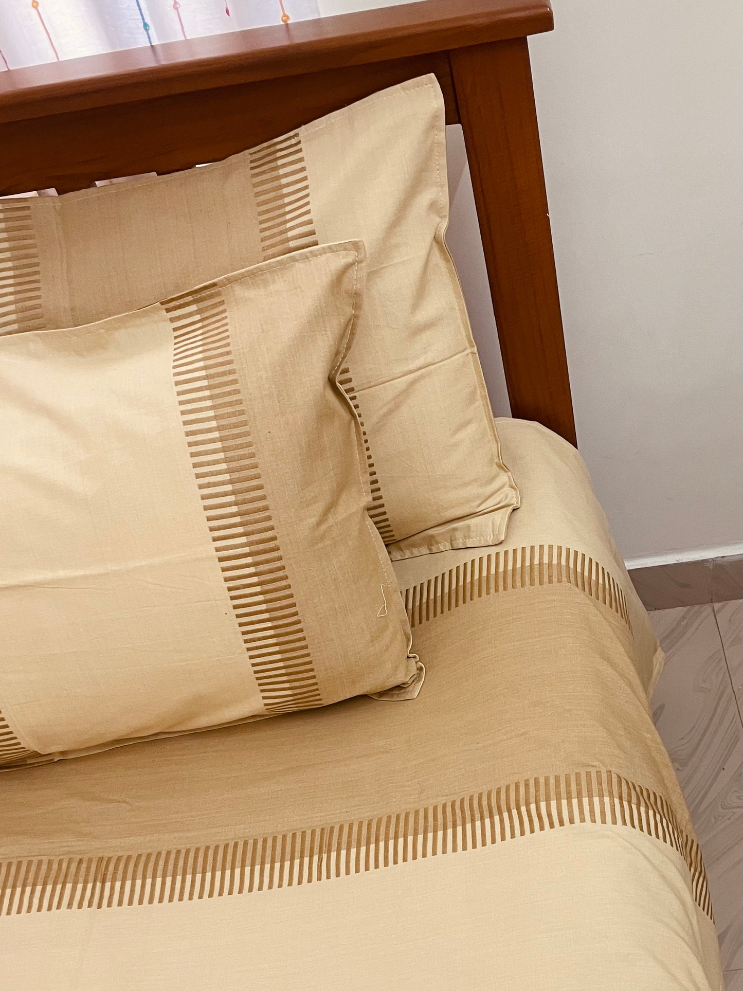 Beige and Light Brown King Size Bedspread 108 x 108 in