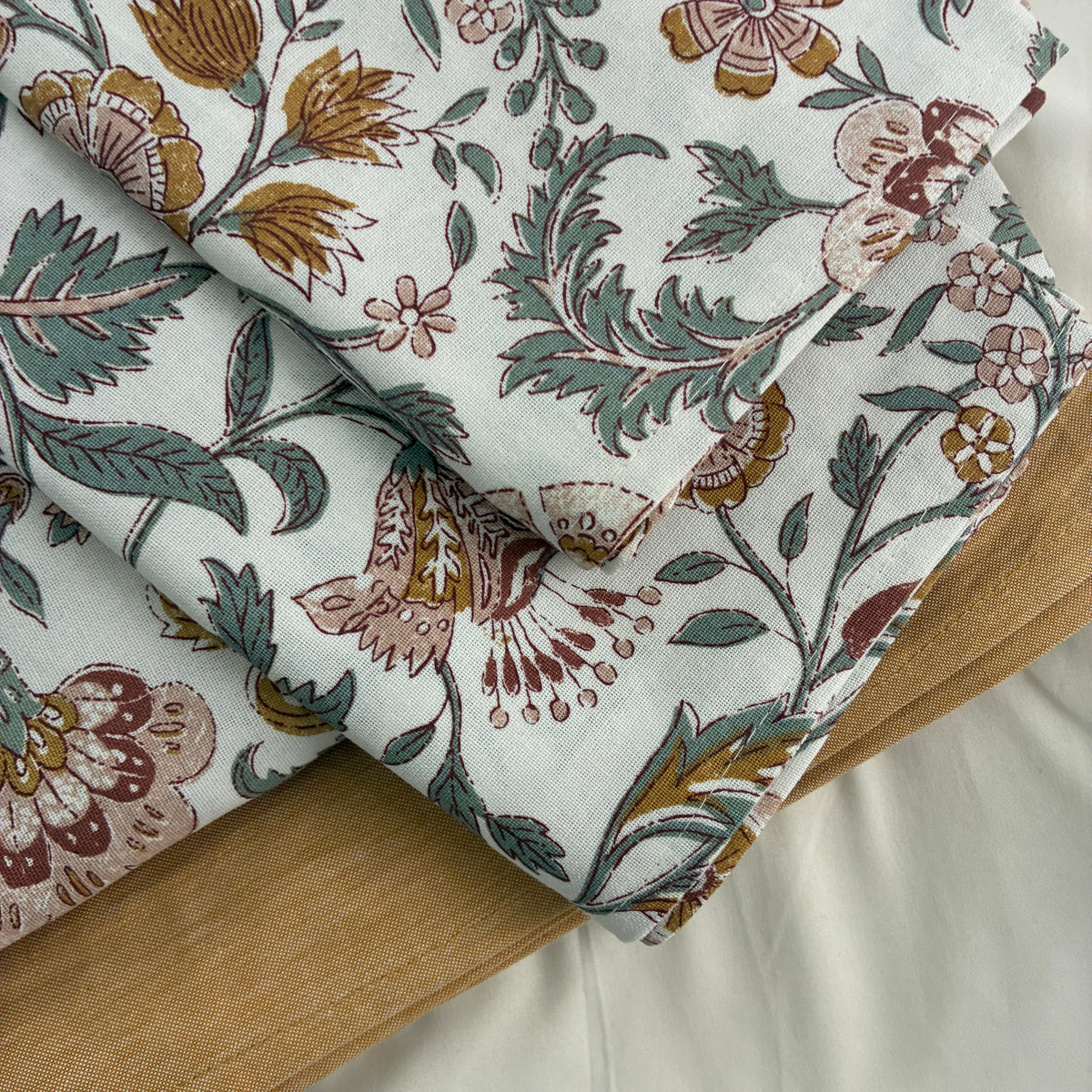 Brown Floral King Size Cotton Bedspread 100x110 in