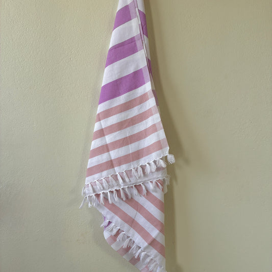 Purple with pink Stripes Cotton Bath Towels