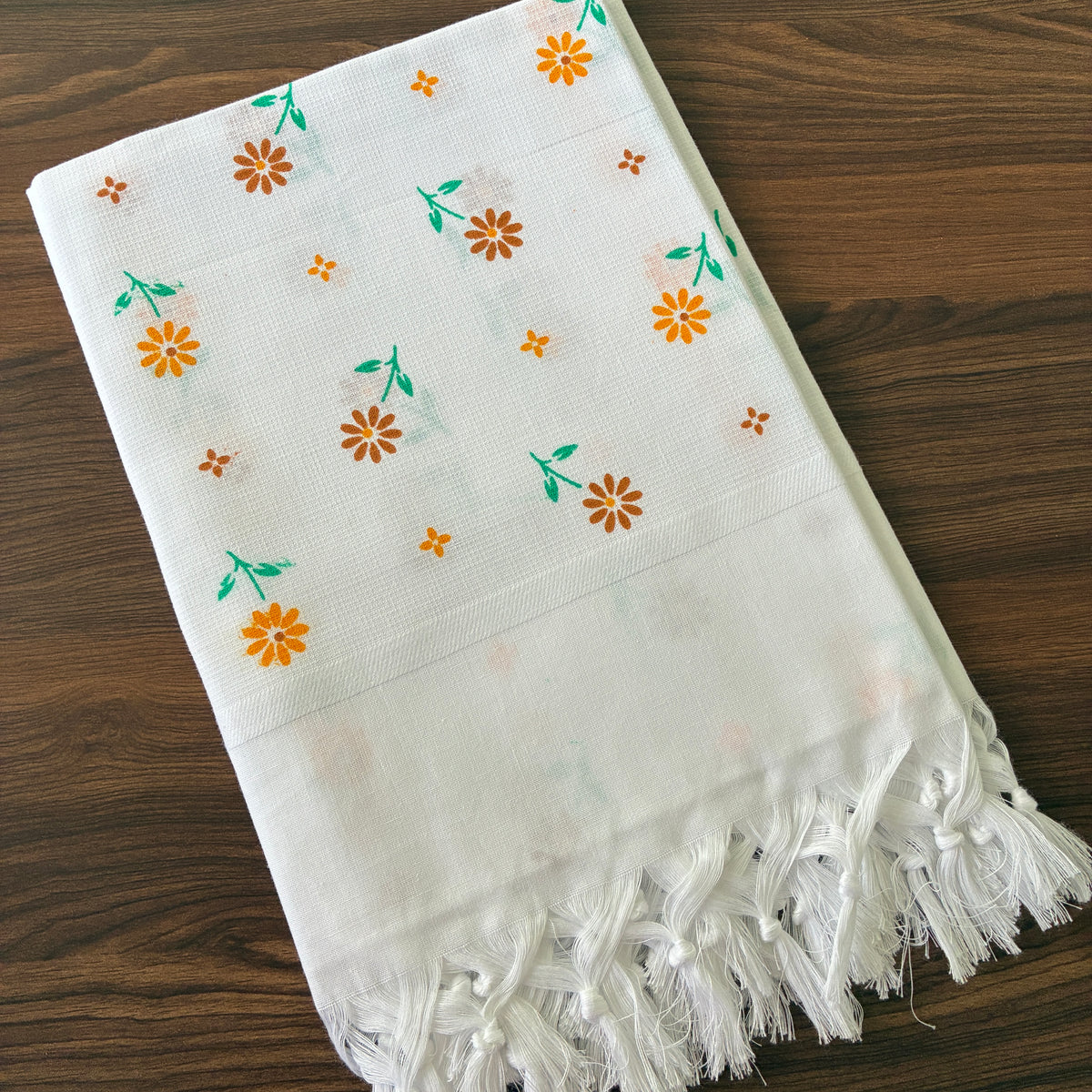 White floral Cotton Bath Towels