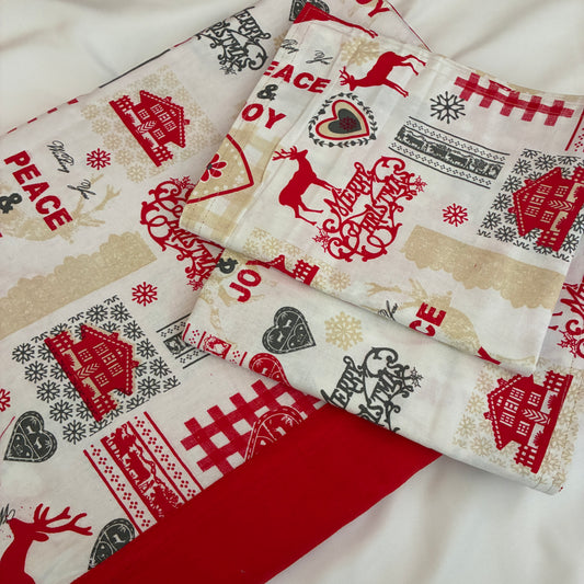 Christmas Joy Queen Size Bedspread 90x100 inches ( 2 PILLOW COVERS)