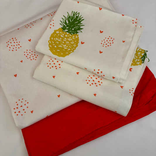 Pineapple King Size Cotton Bedspread 100x110 in (2 pillow covers)