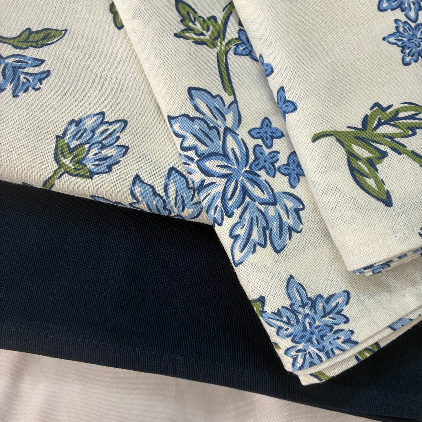 Blue Floral King Size Cotton Bedspread 100x110 in