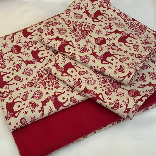 Reindeer Print King Size Cotton Bedspread 100x110 in